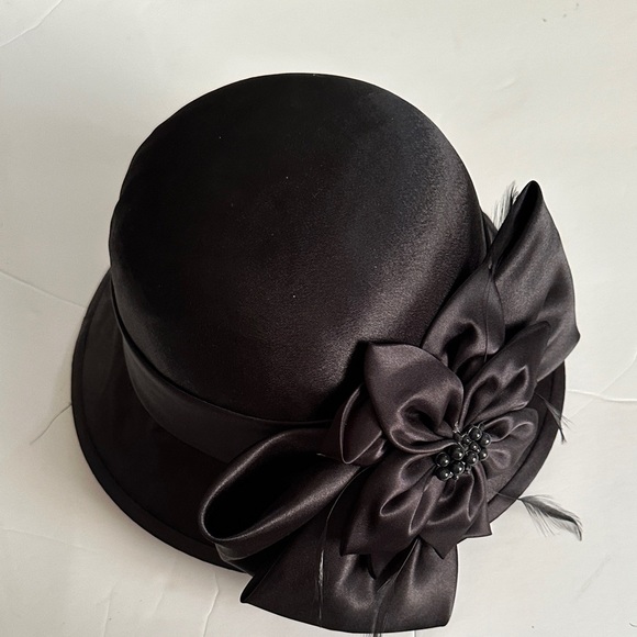 August Hat Company Black Satin Church Wedding Dress Hat main image 7